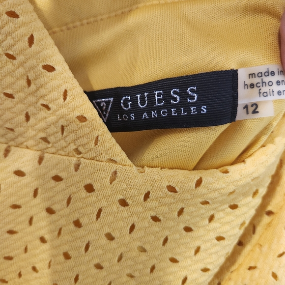 Guess eyelet ruffle yellow sheath dress size 12 - Picture 5 of 6